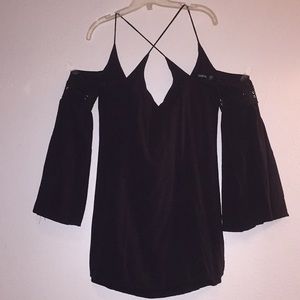 Black Bell sleeve criss cross blouse